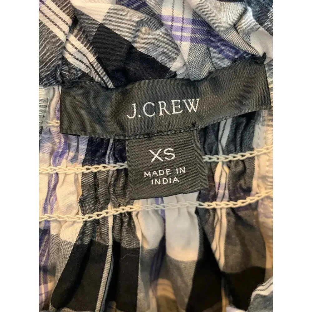 J. Crew Smocked-Neck Puff-Sleeve Top in Friday Plaid Size XS